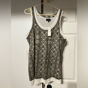 Addition Elle Brown and White Tank Top